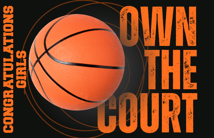  big orange basketball congratulating girls basketball team